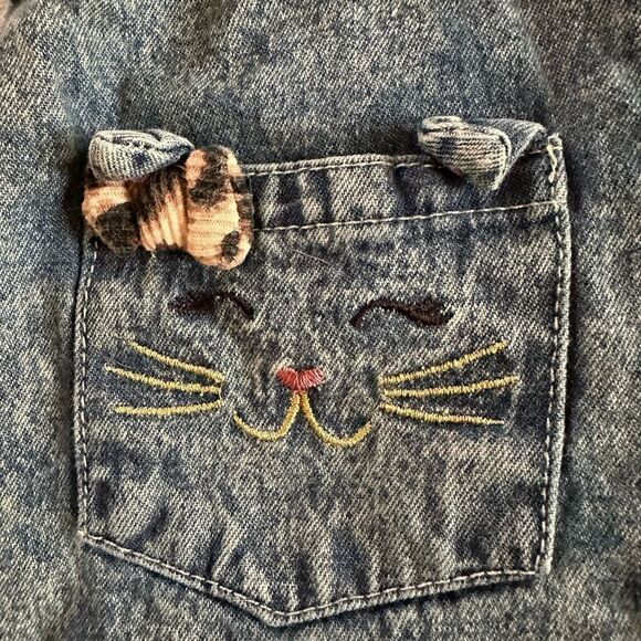 Jumper Girls Denim Kitty Cat Leopard Size 4T - Picture 6 of 6